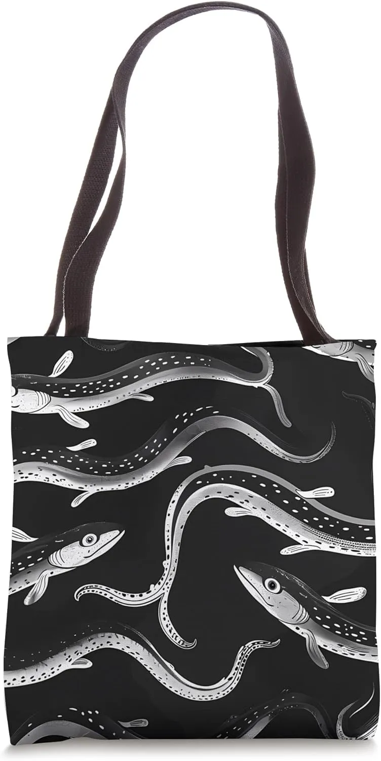 Eel Black and White Animal Wildlife Pattern Tote Bag