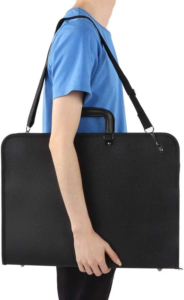 Ejoyous Art Portfolio Case, A3 Drawing Sketch Board Storage Poster Board Storage File Bag with Shoulder PVC Portable Painting Plate Bag for Painting Supplies Commercial Documents