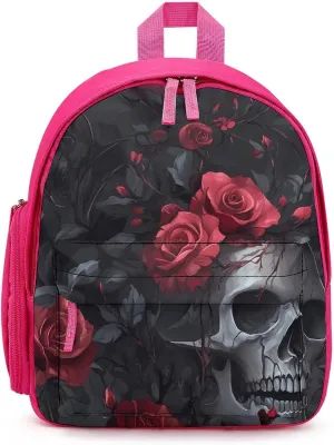 Ember Rose Death Skull Head Cute Backpack Basic Adjustable Bag Simple Small Daypack Camping Park Pink-style