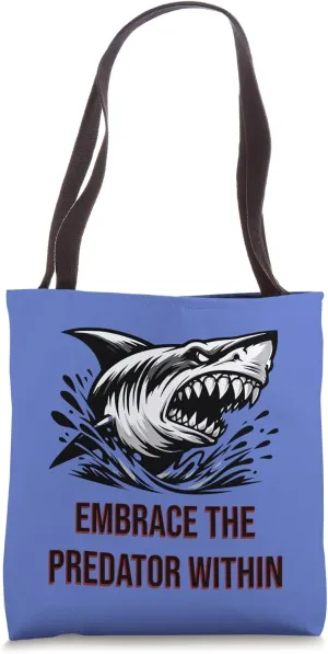 Embrace the Predator Within Menacing Shark Attack Design Tote Bag