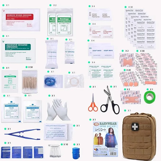 EMT Pouch MOLLE Ifak Pouch Tactical MOLLE Medical First Aid Kit Utility Pouch Carlebben (with Medical Supplies Tan)