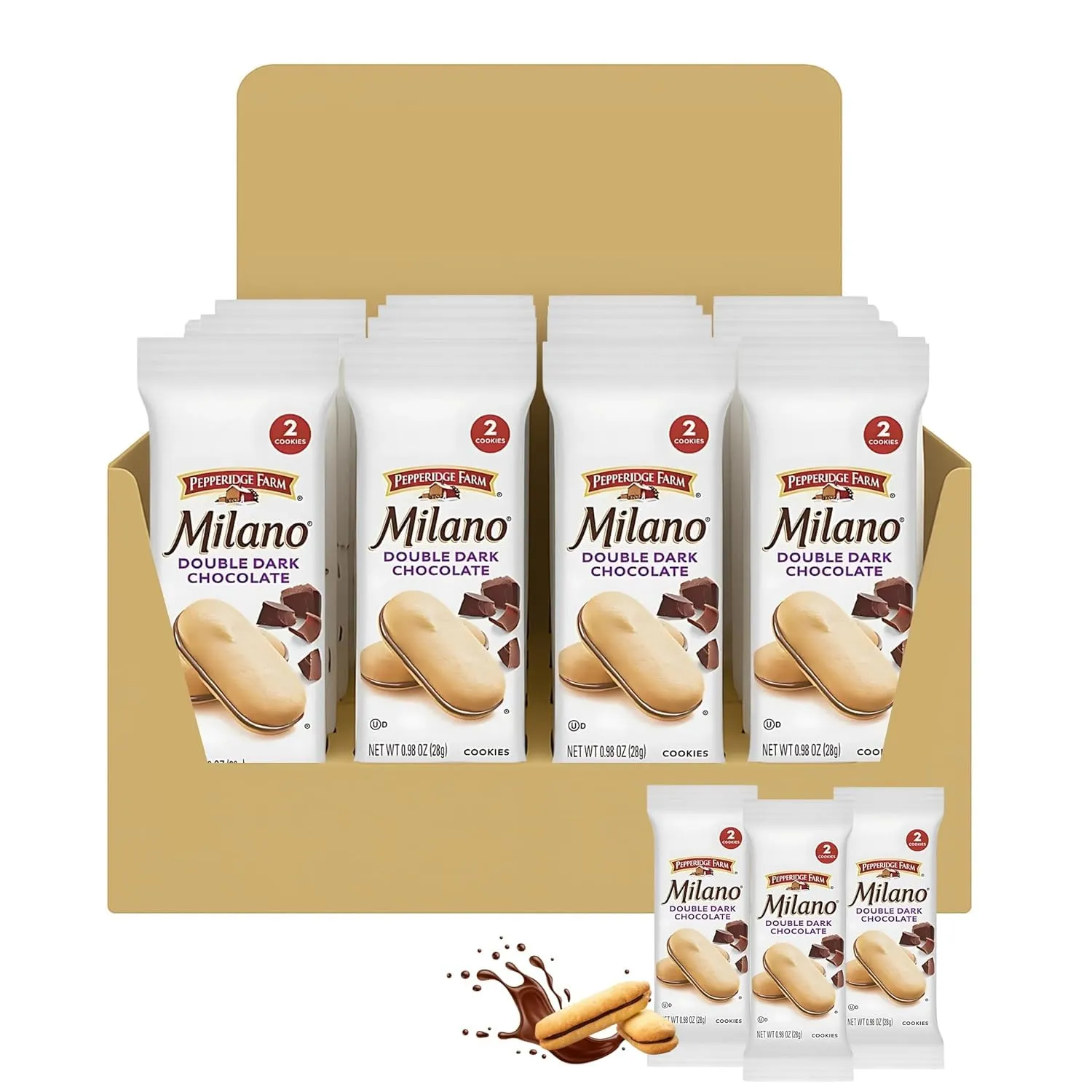 Endless Savings Milano Cookies Individual Packs, 40 Packs (2 Each) Milano Dark Chocolate Cookies - Perfect For Office, Lunch, Snack Packs, Dark Chocolate Flavor – 80 Total Cookies
