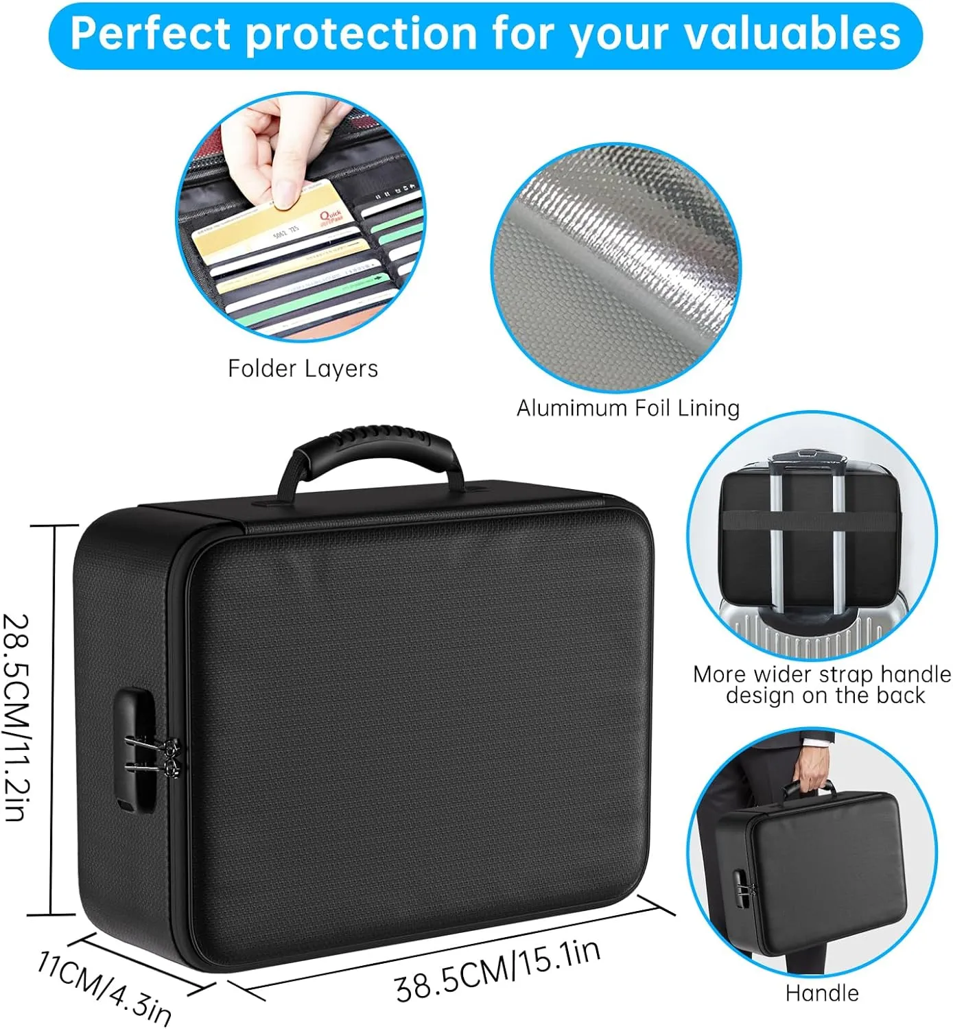 ENGPOW 5200°F Fireproof Document Bag with Lock,Upgraded Heat Insulated Fireproof＆Waterproof Box 8 Layers File Organizer,Portable Home Travel Safe Storage for Important Documents,Passports,Laptop