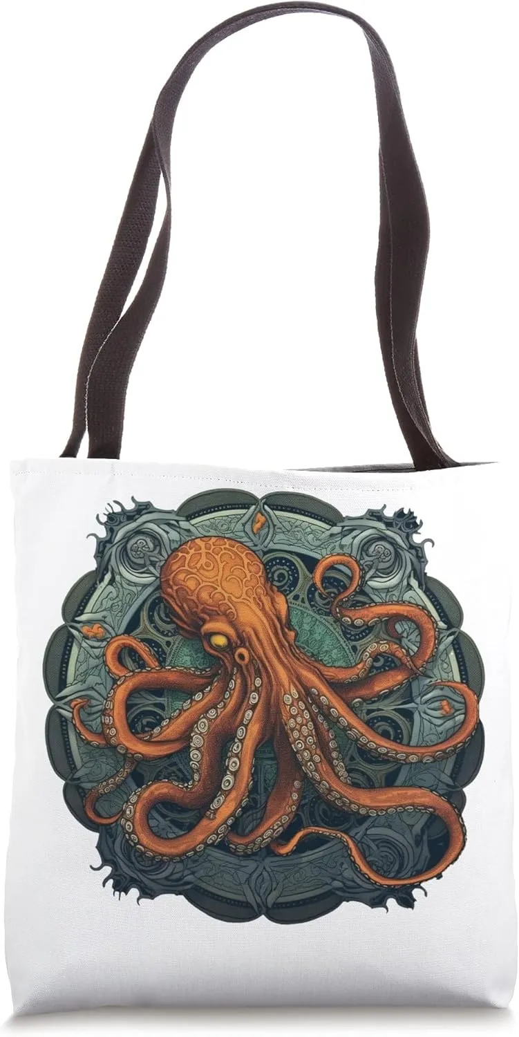 Enigmatic Octopus Mandala | Mystique Sea Creature Desing Tote Bag