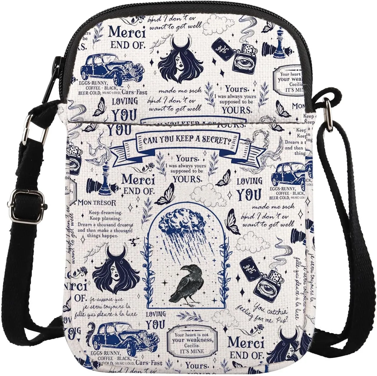 ENSIANTH Poem Inspired Messenger Bag We Love Rainy Day Crossbody Bag Morally Grey Book Club Gift Dark Romance Bookish Gift