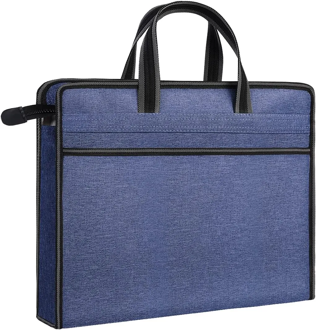 Enyuwlcm Oxford Zippered Document Bag with Handle File Tote Bag Pouch for Carrying Paper Files Books Filing Folder 1 Pack (H-Blue)
