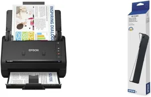 Epson Workforce ES-400 II Color Duplex Desktop Document Scanner for PC and Mac, with Auto Document Feeder (ADF) and Image Adjustment Tools & Black Ribbon, 15M Characters (S015384) Medium