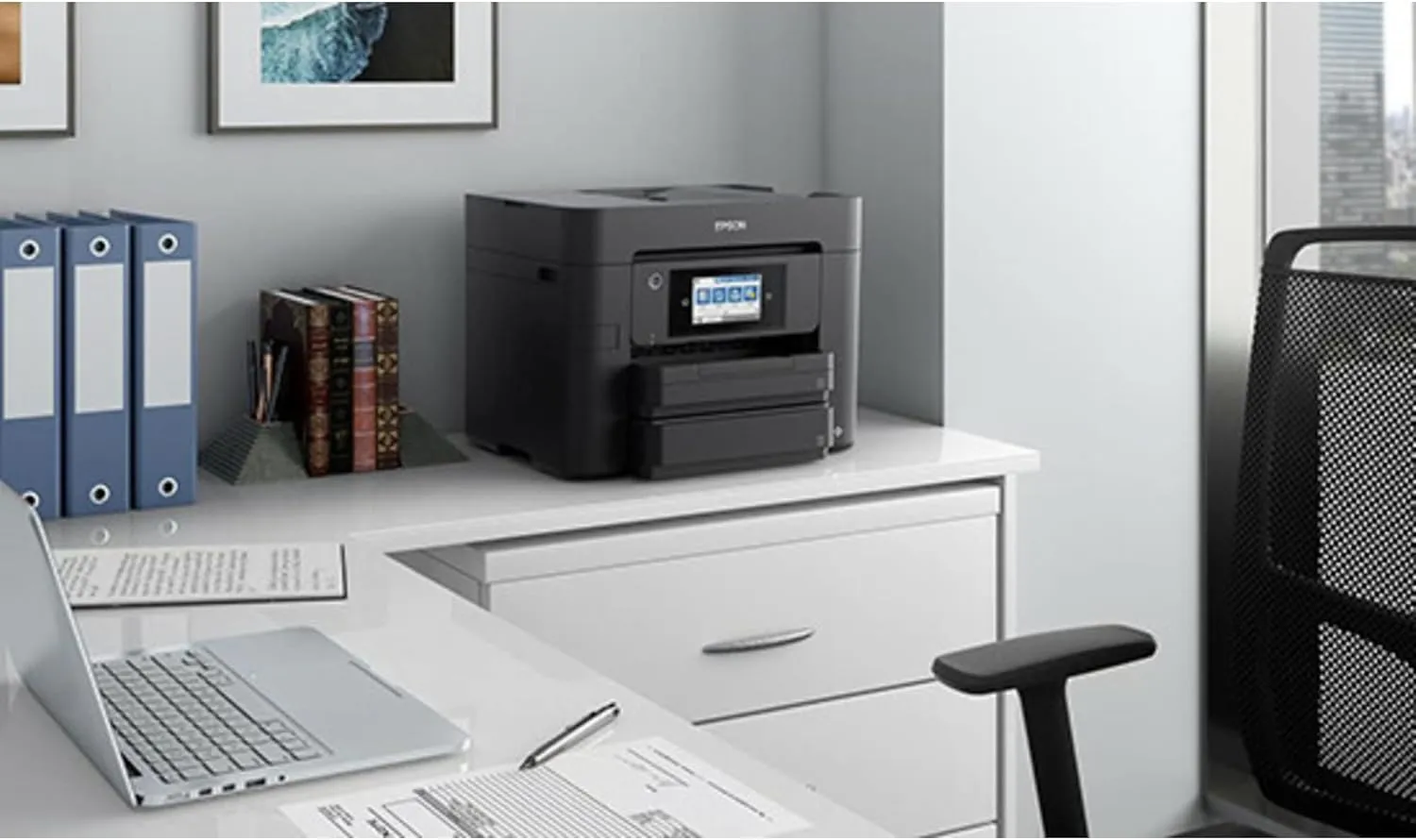 Epson Workforce Pro WF-4830 Wireless All-in-One Printer with Auto 2-Sided Print, Copy, Scan and Fax, 50-Page ADF, 500-sheet Paper Capacity, and 4.3" Color Touchscreen, Works with Alexa, Black, Large