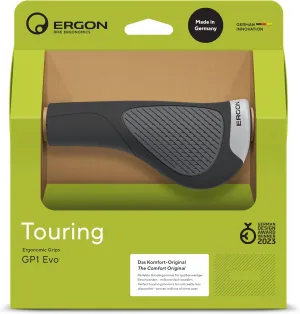 Ergon GP1 Evo Ergonomic Wing Grips | Comfort Grip for Touring, E-Bikes & Commuting | Made in Germany with Dual Rubber Durometers & Forged Aluminum Clamps | Small, Large, Twist Shift