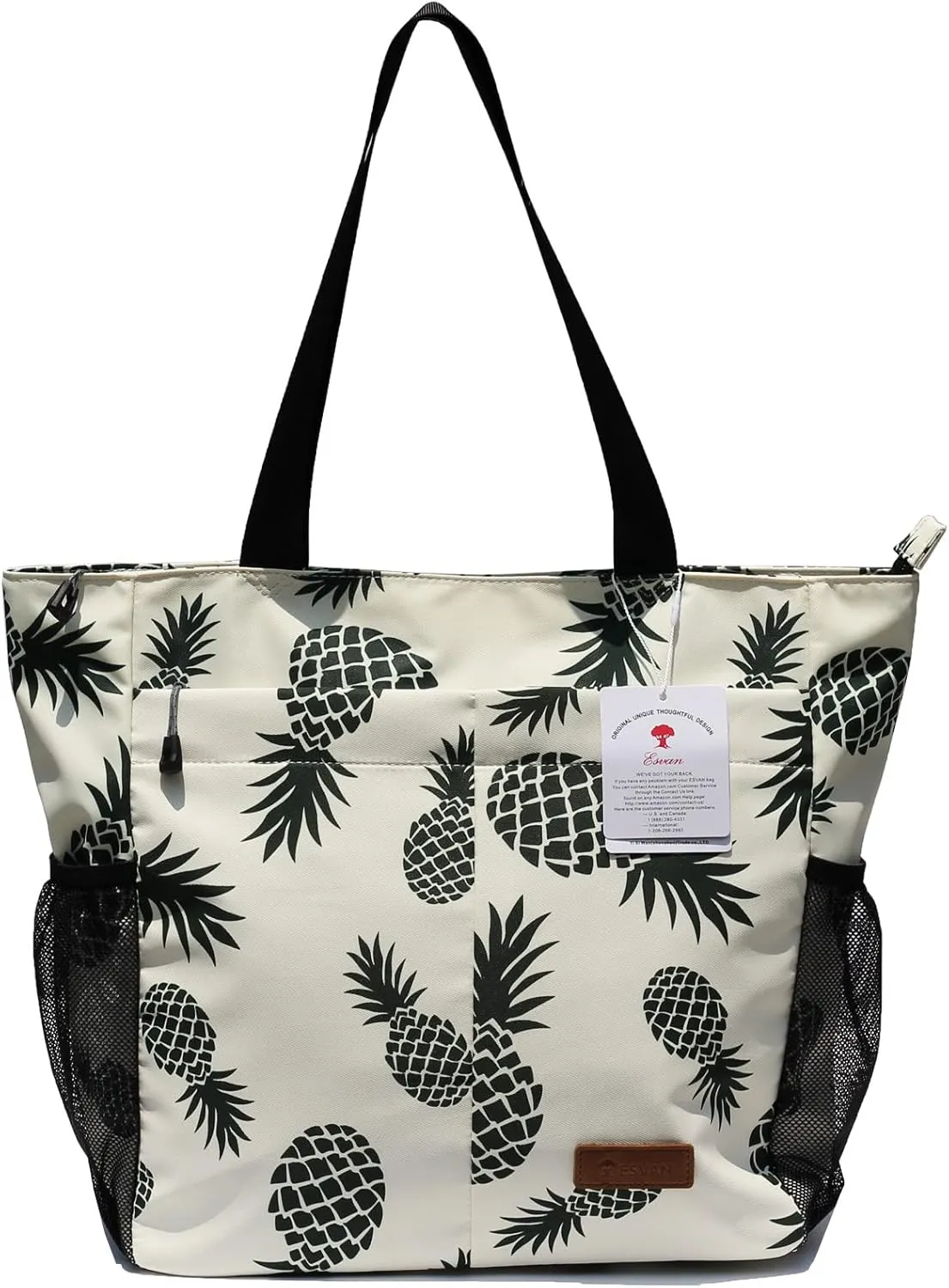 ESVAN Original Floral Tote Bag Large Shoulder Bag with Multi Pockets for Gym Travel Beach Daily Bags