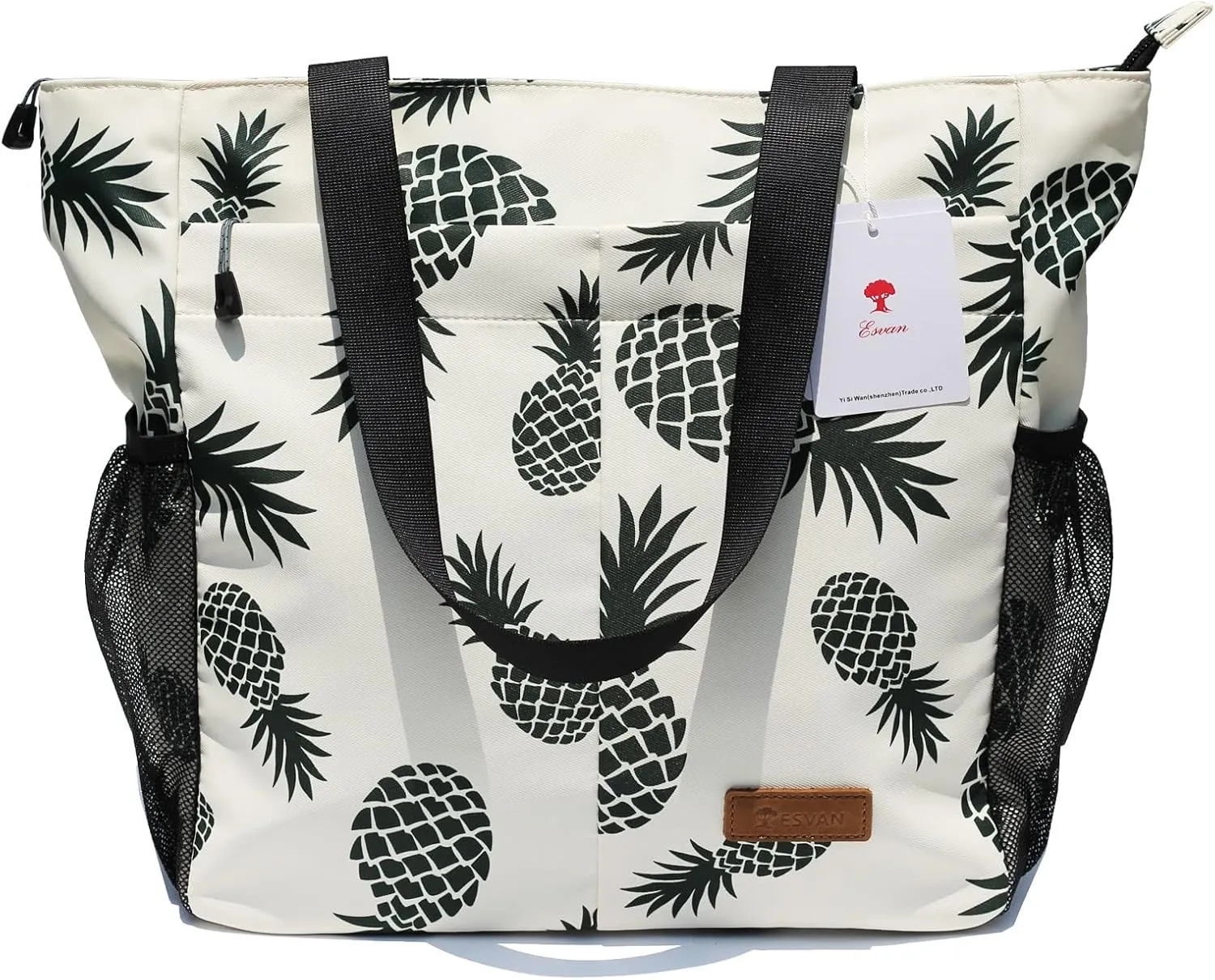 ESVAN Original Floral Tote Bag Large Shoulder Bag with Multi Pockets for Gym Travel Beach Daily Bags