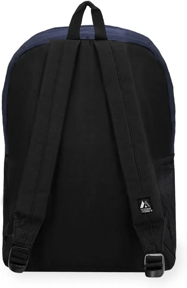 Everest Casual Backpack with Side Mesh Pocket, Navy/Black, One Size