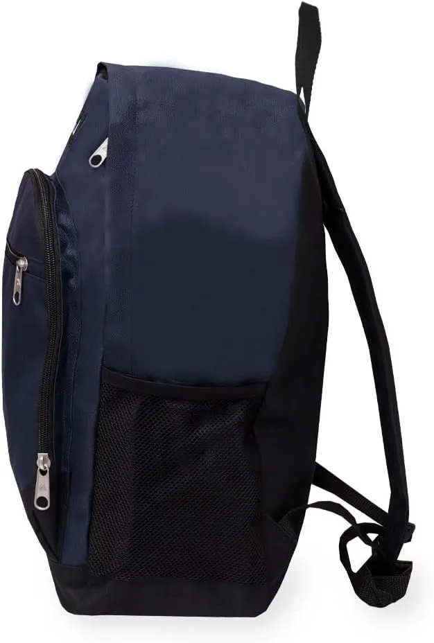 Everest Casual Backpack with Side Mesh Pocket, Navy/Black, One Size