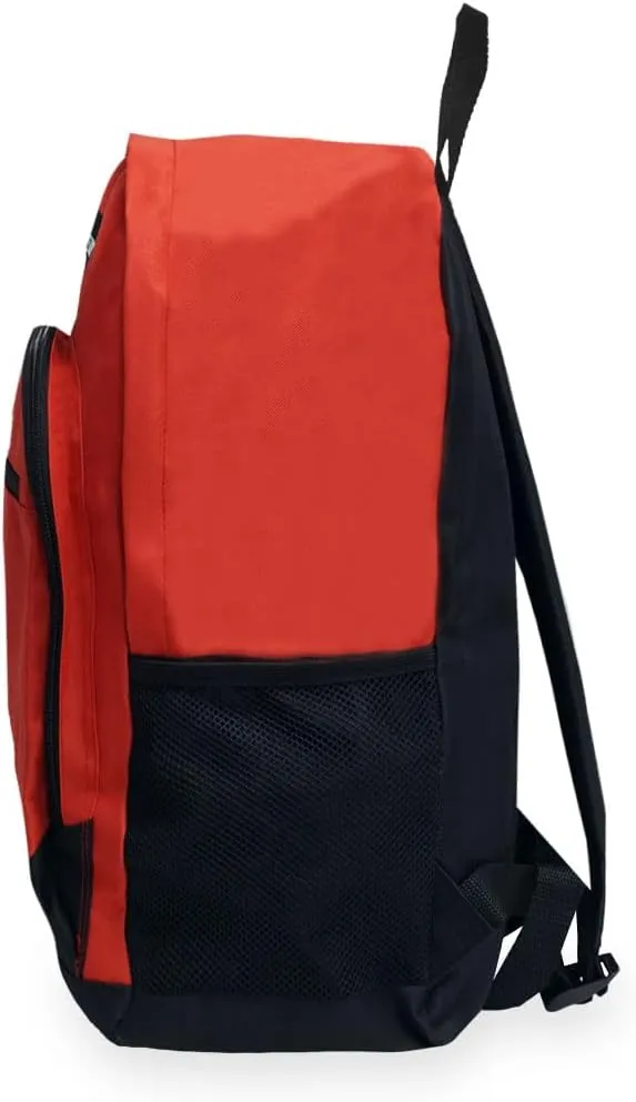 Everest Casual Backpack with Side Mesh Pocket, Red/Black, One Size