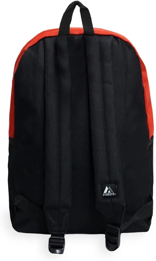 Everest Casual Backpack with Side Mesh Pocket, Red/Black, One Size