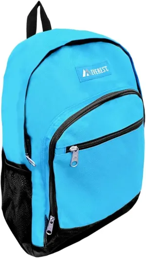 Everest Casual Backpack with Side Mesh Pocket, Turquoise/Black, One Size