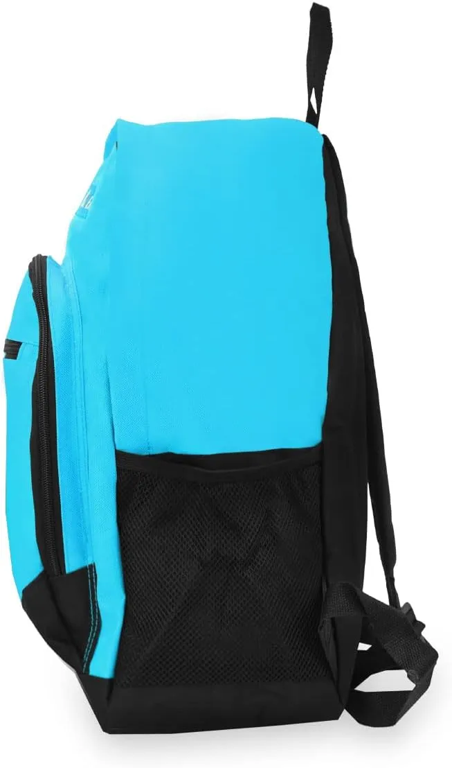 Everest Casual Backpack with Side Mesh Pocket, Turquoise/Black, One Size