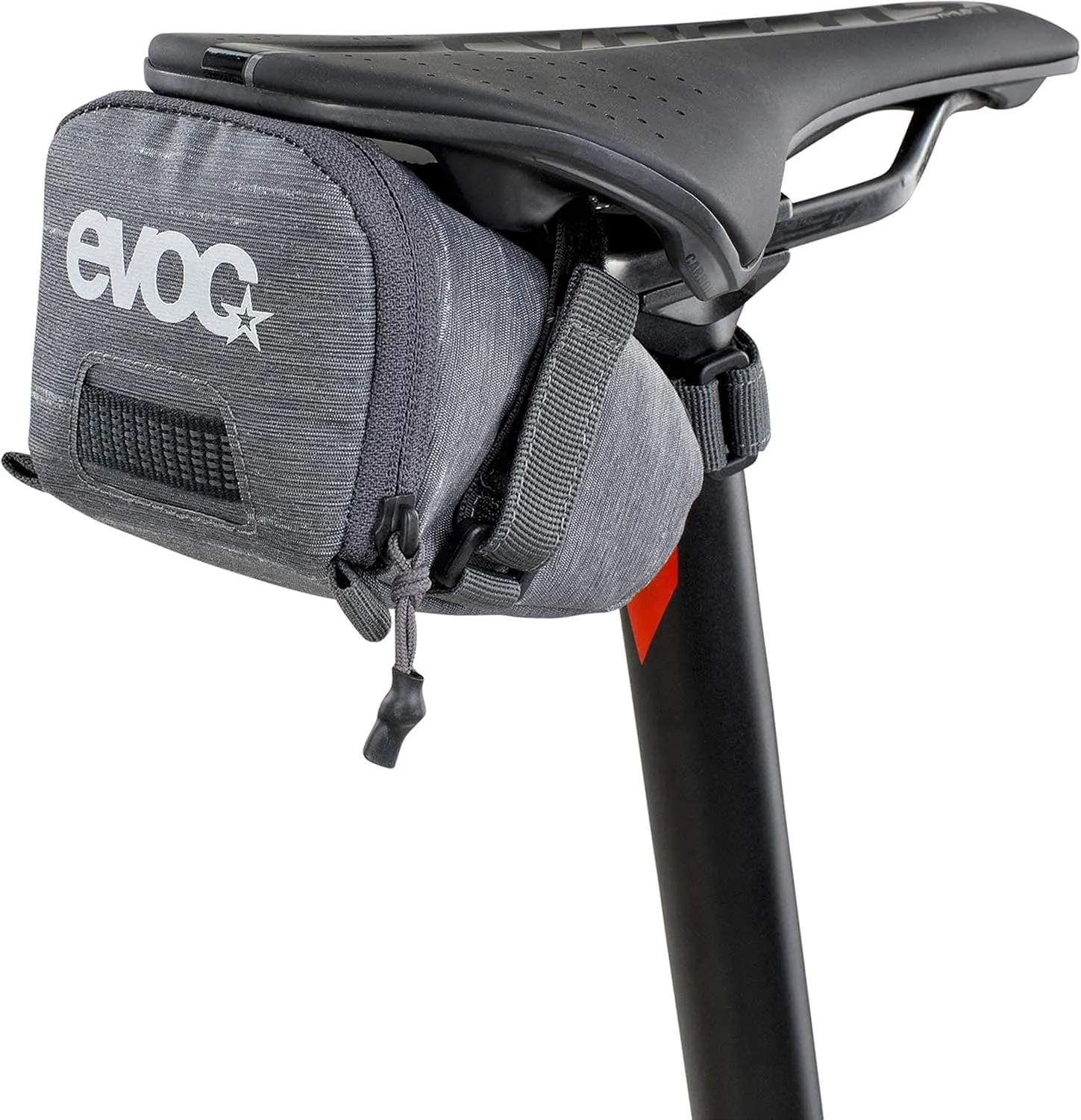 EVOC SEAT BAG TOUR saddle bag, Bicycle frame bag for more storage space on the seat post (size: L, 1L storage space, abrasion-resistant, water-repellent, Hypalon reinforcement), Carbon Grey