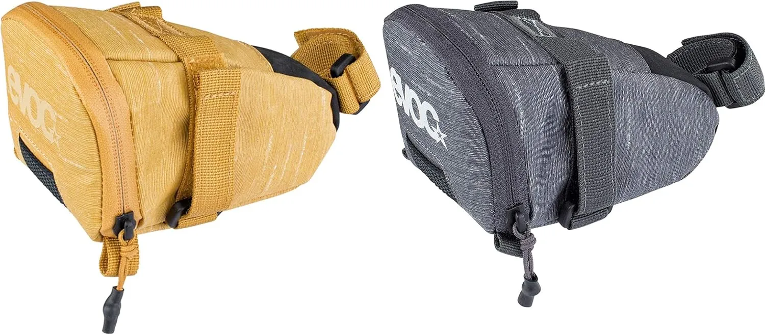 EVOC SEAT BAG TOUR saddle bag, Bicycle frame bag for more storage space on the seat post (size: L, 1L storage space, abrasion-resistant, water-repellent, Hypalon reinforcement), Carbon Grey
