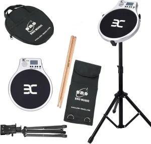 EX Electronic Practice Drum Pad Set, 2-in-1 Digital Practice Pad with [LCD Metronome] [Stand, Bag and Drumsticks] Rubber Portable Drum Pad Training Set for Beginners, Pros