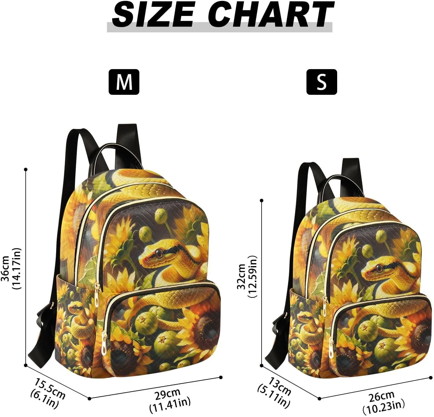 Exnundod Backpack Purse for Women Cute Snake Crawls Sunflowers, Mini Fashion Backpack Lightweight Casual Daypack Shoulder Bag Travel Backpack, M
