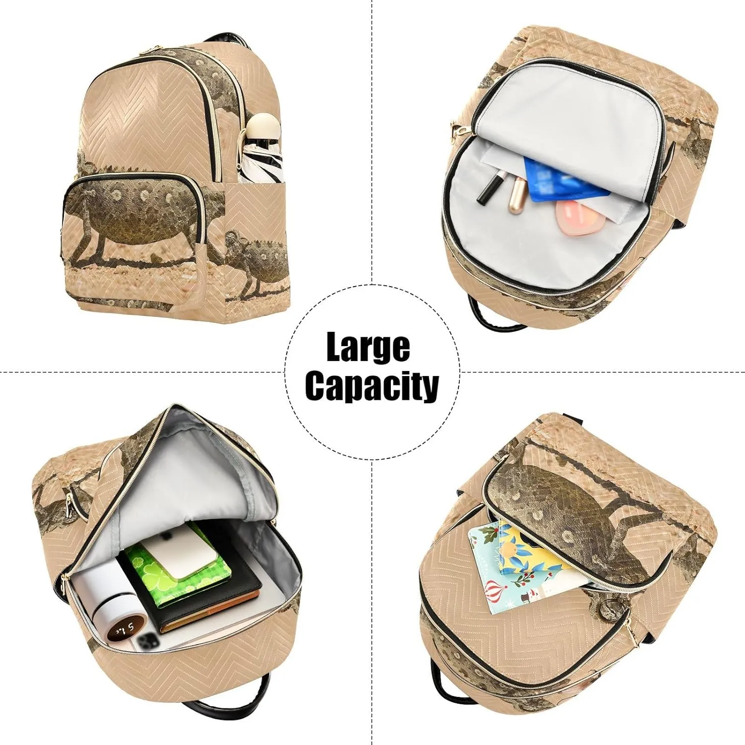 Exnundod Backpack Purse for Women Lizard Desert Predation, Mini Fashion Backpack Reptile Lightweight Casual Daypack Shoulder Bag Travel Backpack, S