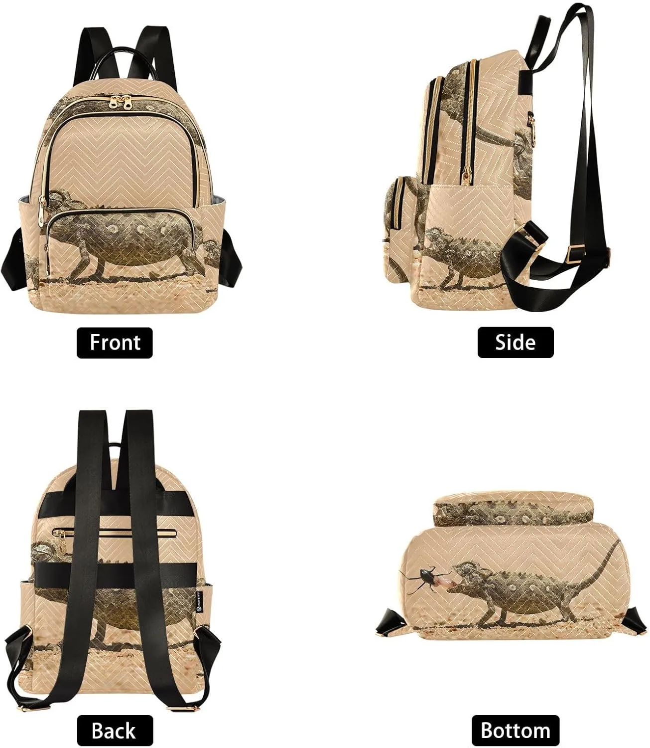 Exnundod Backpack Purse for Women Lizard Desert Predation, Mini Fashion Backpack Reptile Lightweight Casual Daypack Shoulder Bag Travel Backpack, S