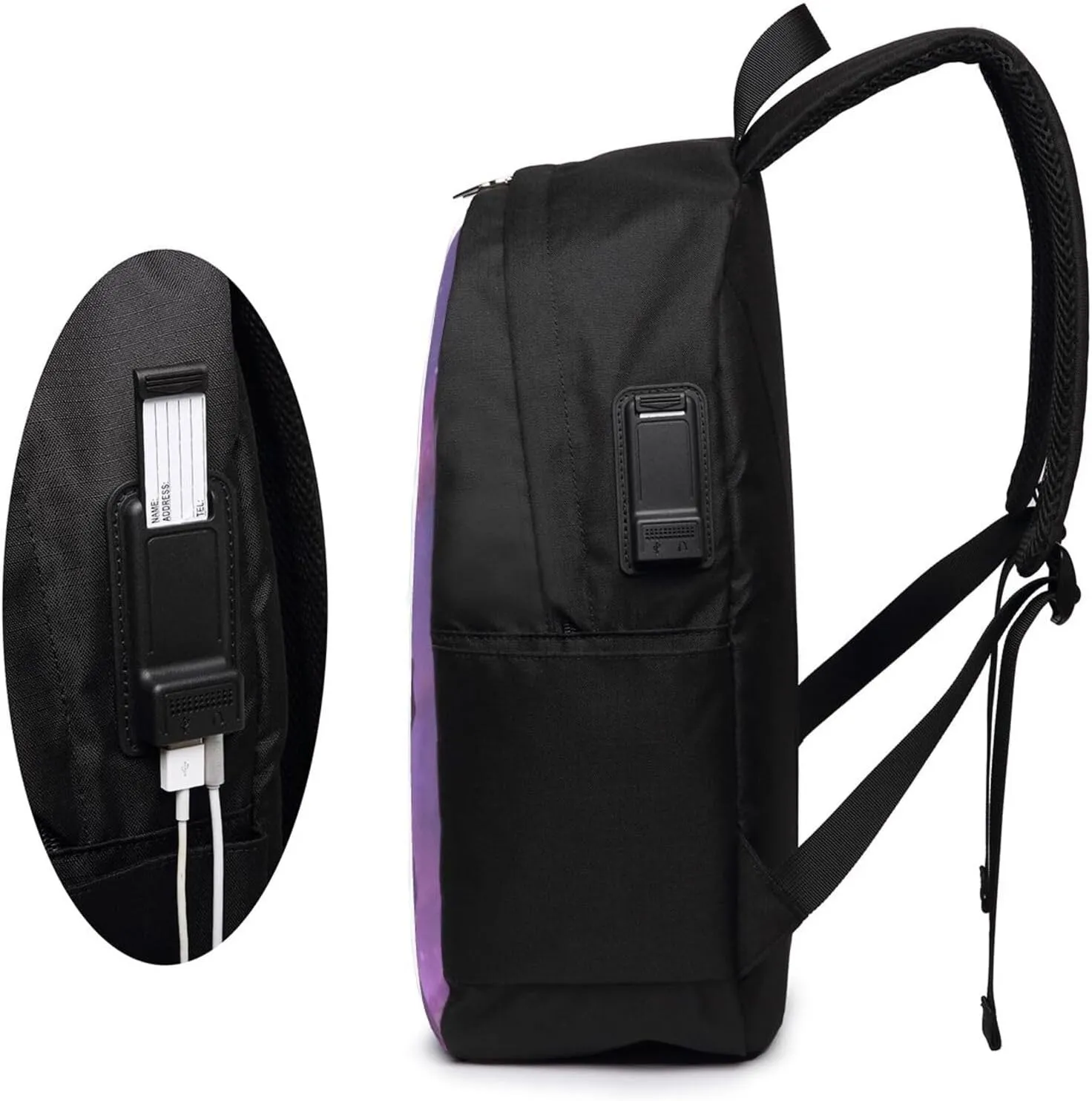 F-lower Moon Fairy Scobell Simple Large Capacity Backpack, The Whole Bag Is Stylish And Lightweight Black