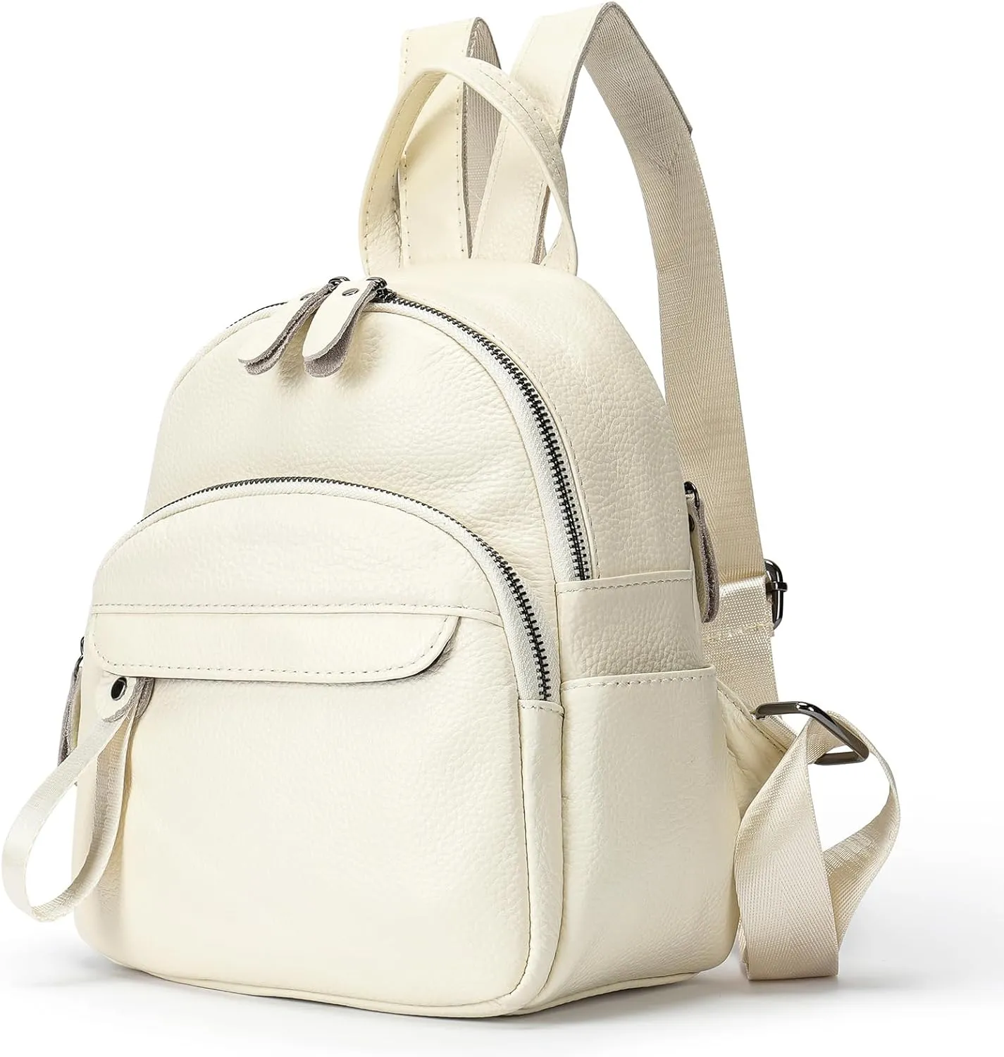 Fashion Backpack Purse for Women Soft Pebbled Leather Daypack Shoulder Bag Satchel Purse Office Casual (A-White)