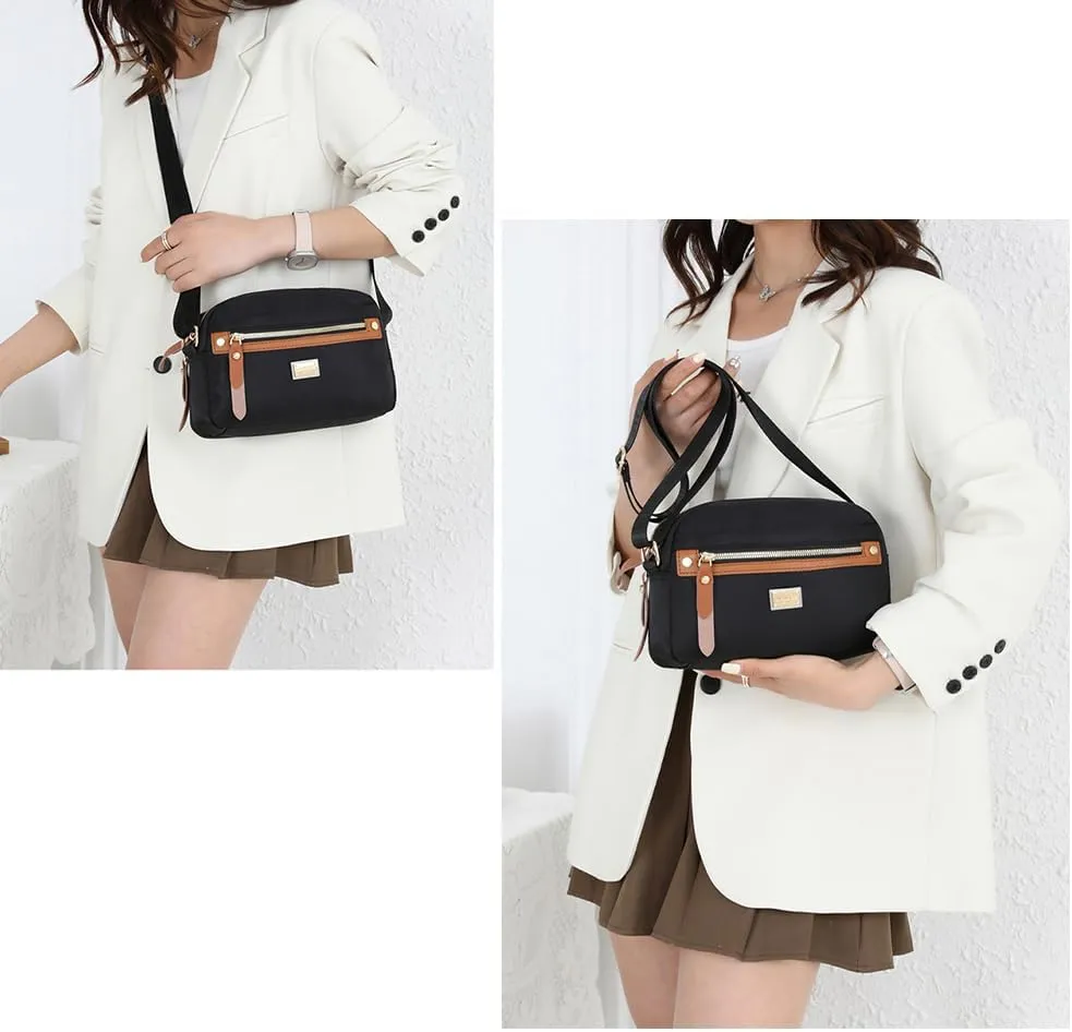 Fashion Nylon Women's Crossbody Bag Lightweight Durable Water-Resistant Shoulder Purse for Daily Use, Travel, Work