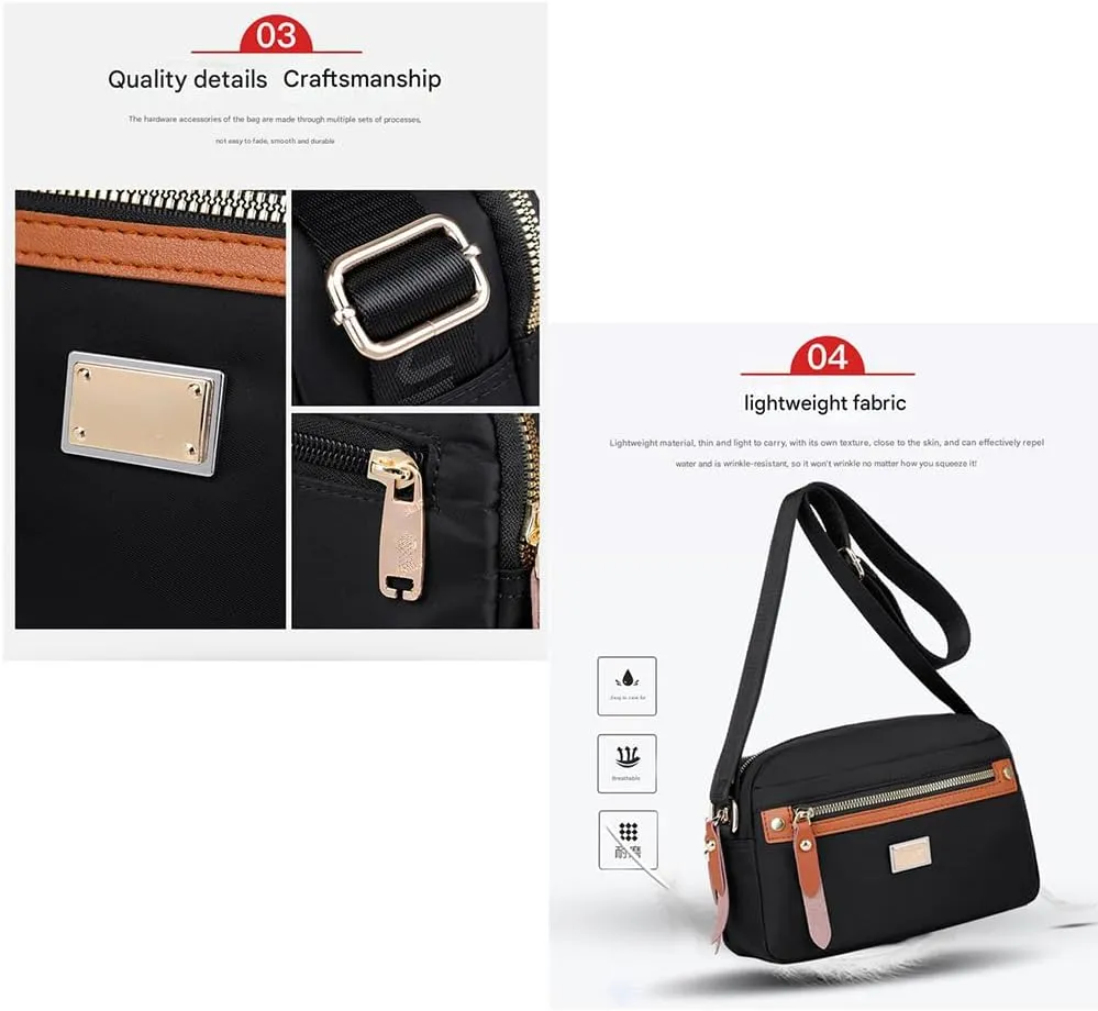 Fashion Nylon Women's Crossbody Bag Lightweight Durable Water-Resistant Shoulder Purse for Daily Use, Travel, Work