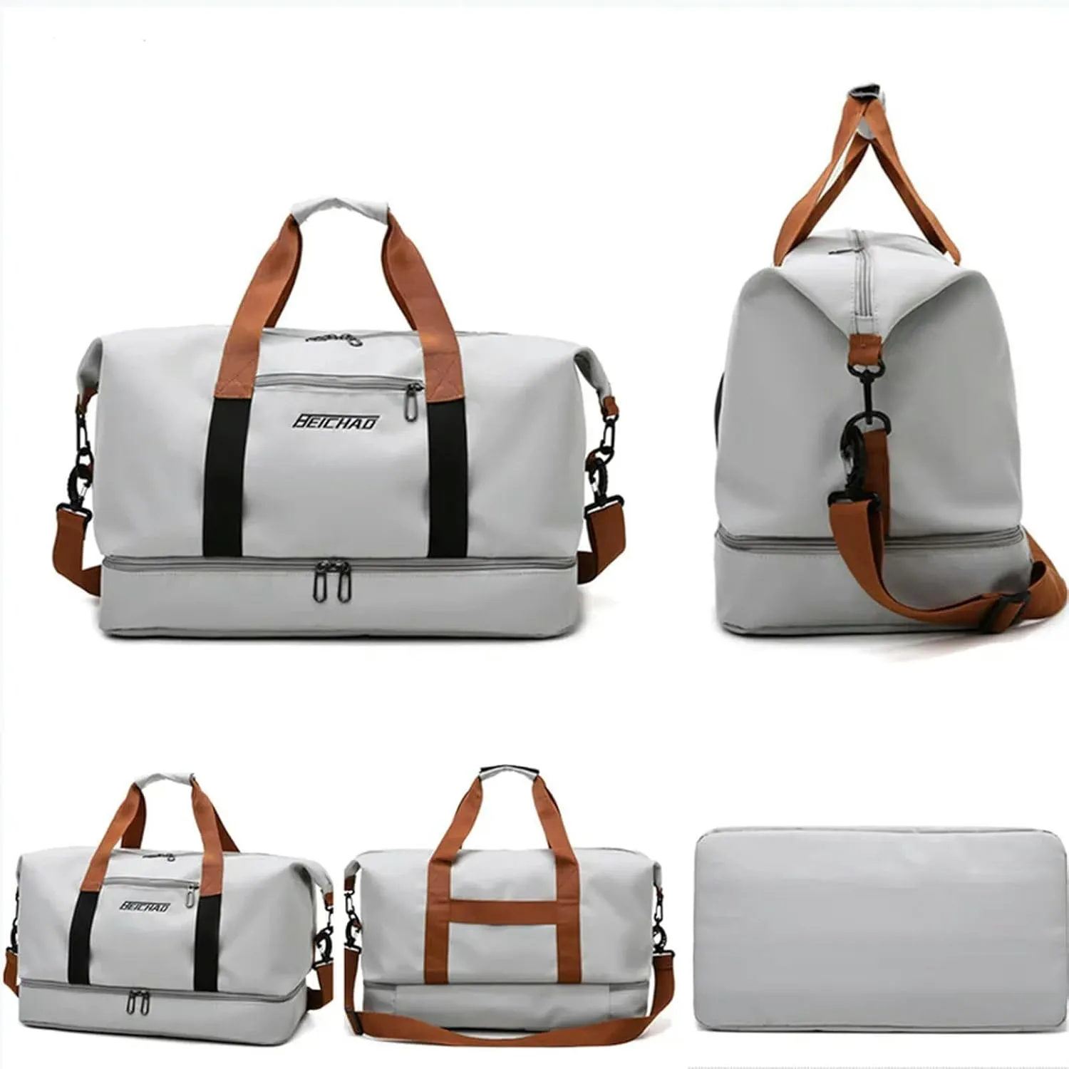 Fashion Travel Bags for Women Large Capacity Men's Sports Bag Waterproof Weekend Sac Voyage Female Messenger Bag Dry and Wet, Black 46x25x28cm