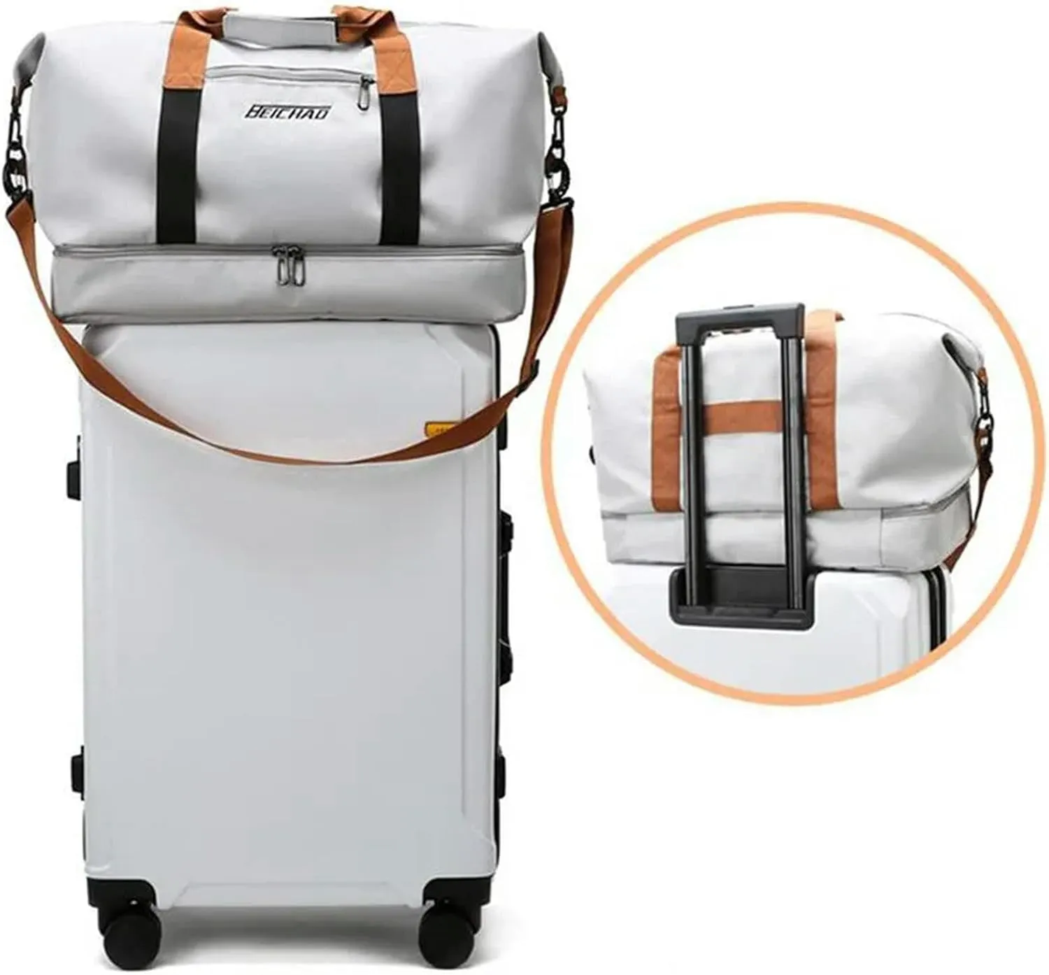 Fashion Travel Bags for Women Large Capacity Men's Sports Bag Waterproof Weekend Sac Voyage Female Messenger Bag Dry and Wet, Black 46x25x28cm