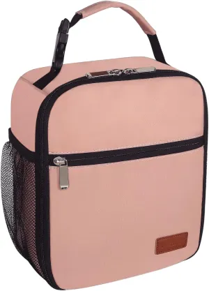 Femuar Lunch Box for Men Women Adults Small Lunch Bag for Office Work Picnic - Reusable Portable Lunchbox, Light Pink