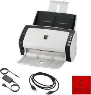FI-6130Z FUJITSU Duplex Sheet-Fed Receipt Document Scanner Bundle - 1 Year Warranty - Comes with 24, USB 2.0 Cable & Microfiber Cleaning Cloth (Renewed)