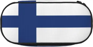 Finnish flag Print Simple rectangle Pen bag Storage case for Office supplies,cosmetics,toiletries