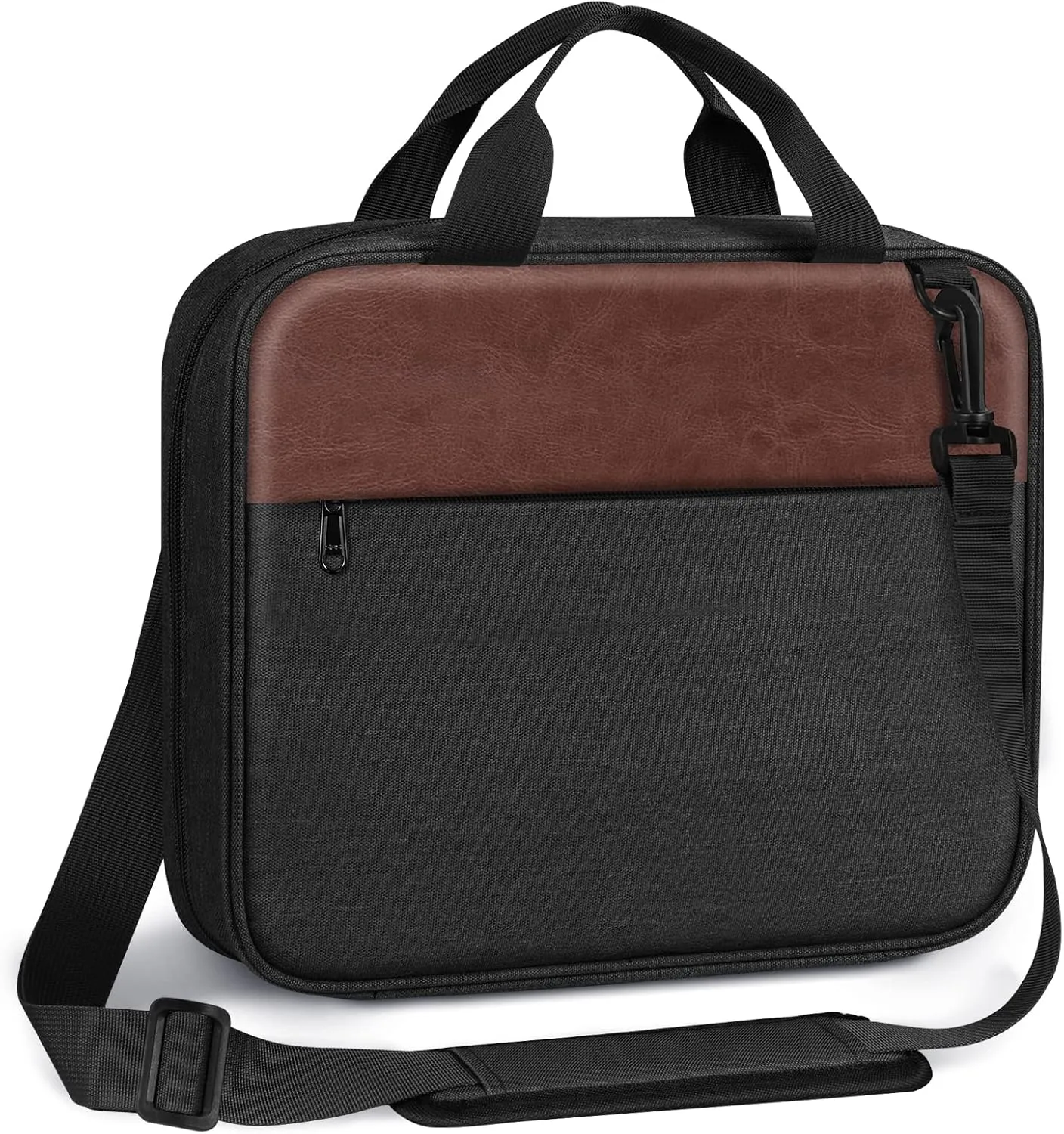 FINPAC Extra Large Bible Cover, Carrying Book Case Church Bag Bible Protective with Detachable Shoulder Strap & Zippered Pocket, Gift for Men Women, Black & Brown