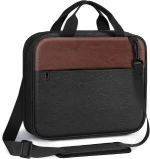 FINPAC Extra Large Bible Cover, Carrying Book Case Church Bag Bible Protective with Detachable Shoulder Strap & Zippered Pocket, Gift for Men Women, Black & Brown