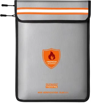 Fireproof Bag for Documents, Fireproof Money Bag for Cash with Zipper (Reinforced Fire Protection - Aluminum Foil Lining), Waterproof Document Pouch for Valuables