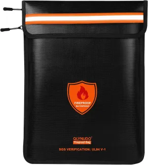 Fireproof Document Bag - Waterproof Fireproof Money Bag with Zipper for Cash/Important Documents/Valuables (Seal Protection), 15x11" (A4 Size), Fire Safe Envelope Bag with Reflective Strip