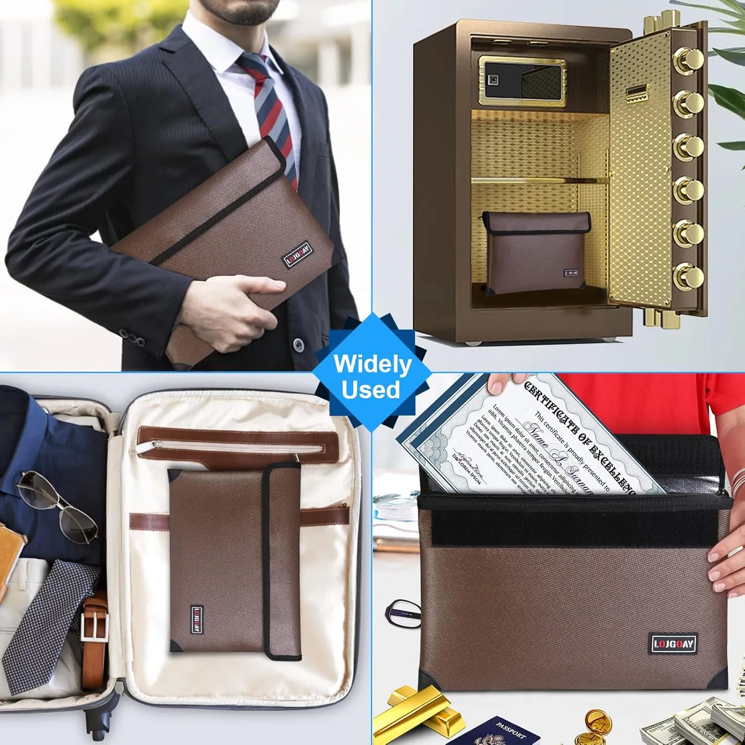 Fireproof Document Bag - with 4200°F Heat Insulated, Waterproof Fireproof Bag with Zipper, 8 Layers of Functional Materials, Fireproof Money Bag for Cash/Documents/Valuables, Fire Bag 11"x7.7" …