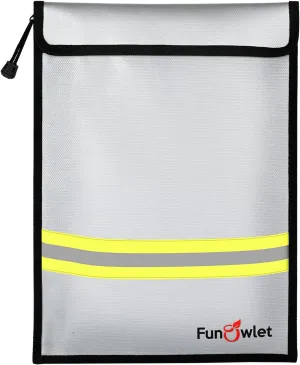 Fireproof Waterproof Money Document Bag - 15" x 11" Upgraded Zipper Bags, Fire & Water Resistant Storage Organizer Pouch for A4 A5 Documents Holder,File,Cash,Jewelry,Passport,Tablet,Laptop (Gray)
