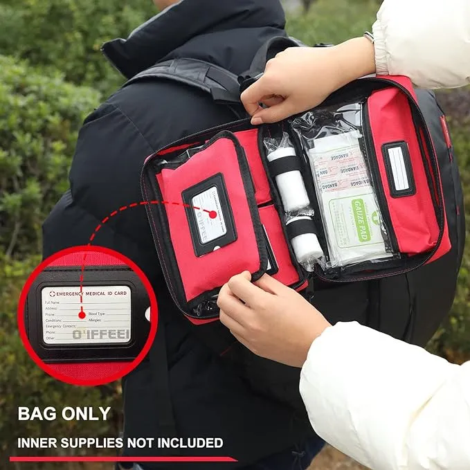First Aid Bags Empty, Compact Trifold Emergency Medical bag for Camping Hiking Travel Car Home Office (BAG ONLY)