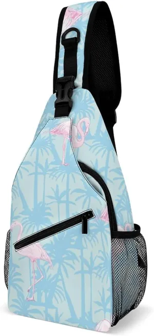 Flamingo-pattern-bird-tropical Crossbody Sling Bag for Women Men Travel Chest Bag, Cycling Shoulder Backpack