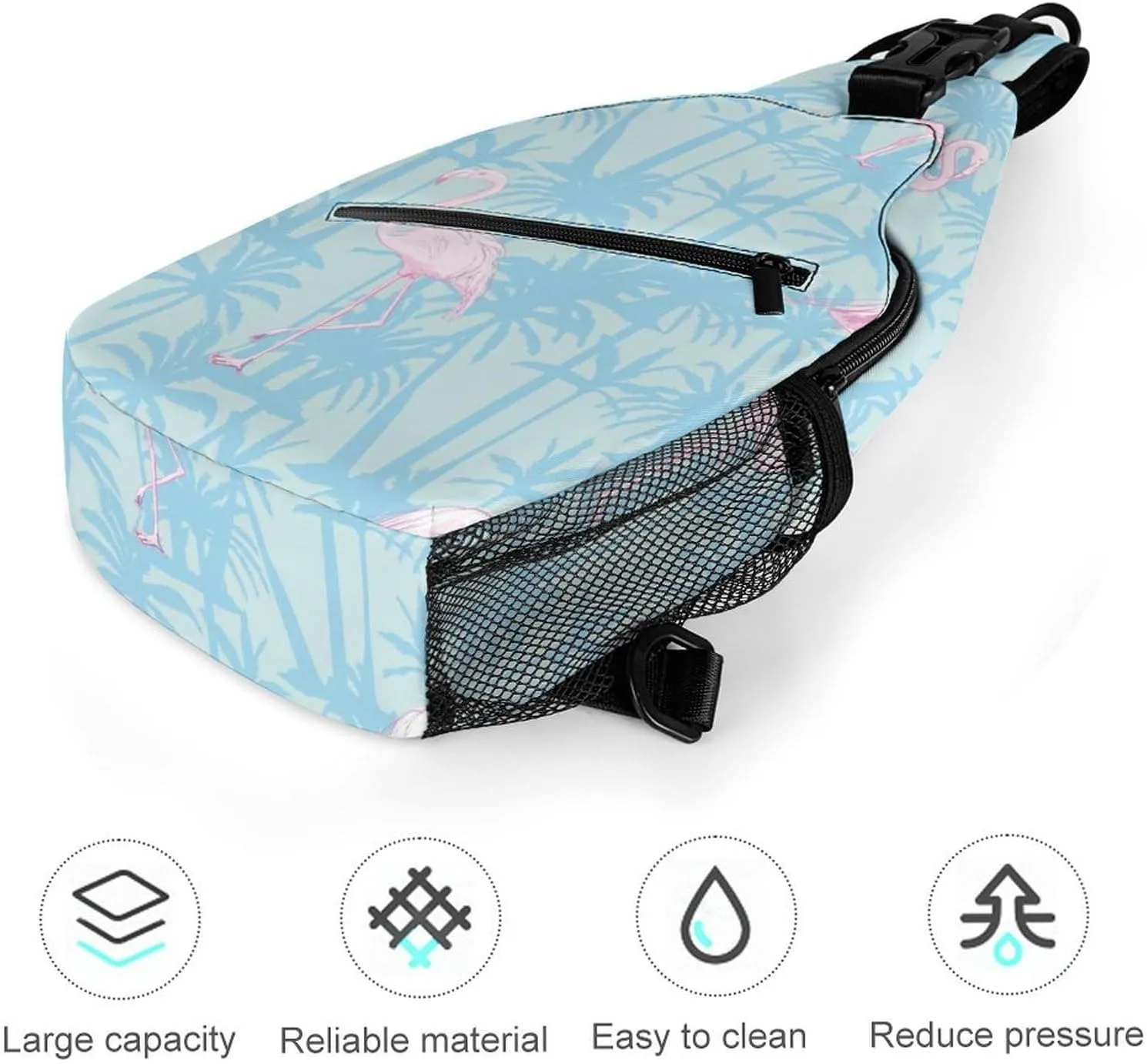 Flamingo-pattern-bird-tropical Crossbody Sling Bag for Women Men Travel Chest Bag, Cycling Shoulder Backpack