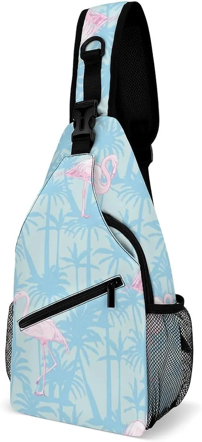 Flamingo-pattern-bird-tropical Crossbody Sling Bag for Women Men Travel Chest Bag, Cycling Shoulder Backpack