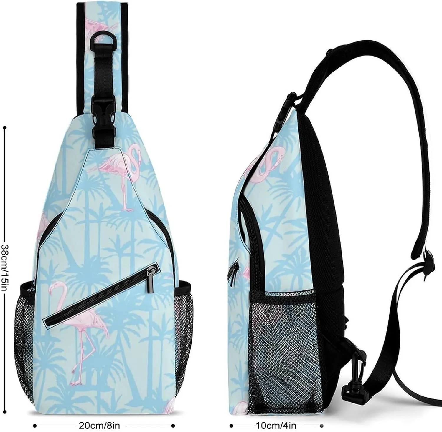 Flamingo-pattern-bird-tropical Crossbody Sling Bag for Women Men Travel Chest Bag, Cycling Shoulder Backpack