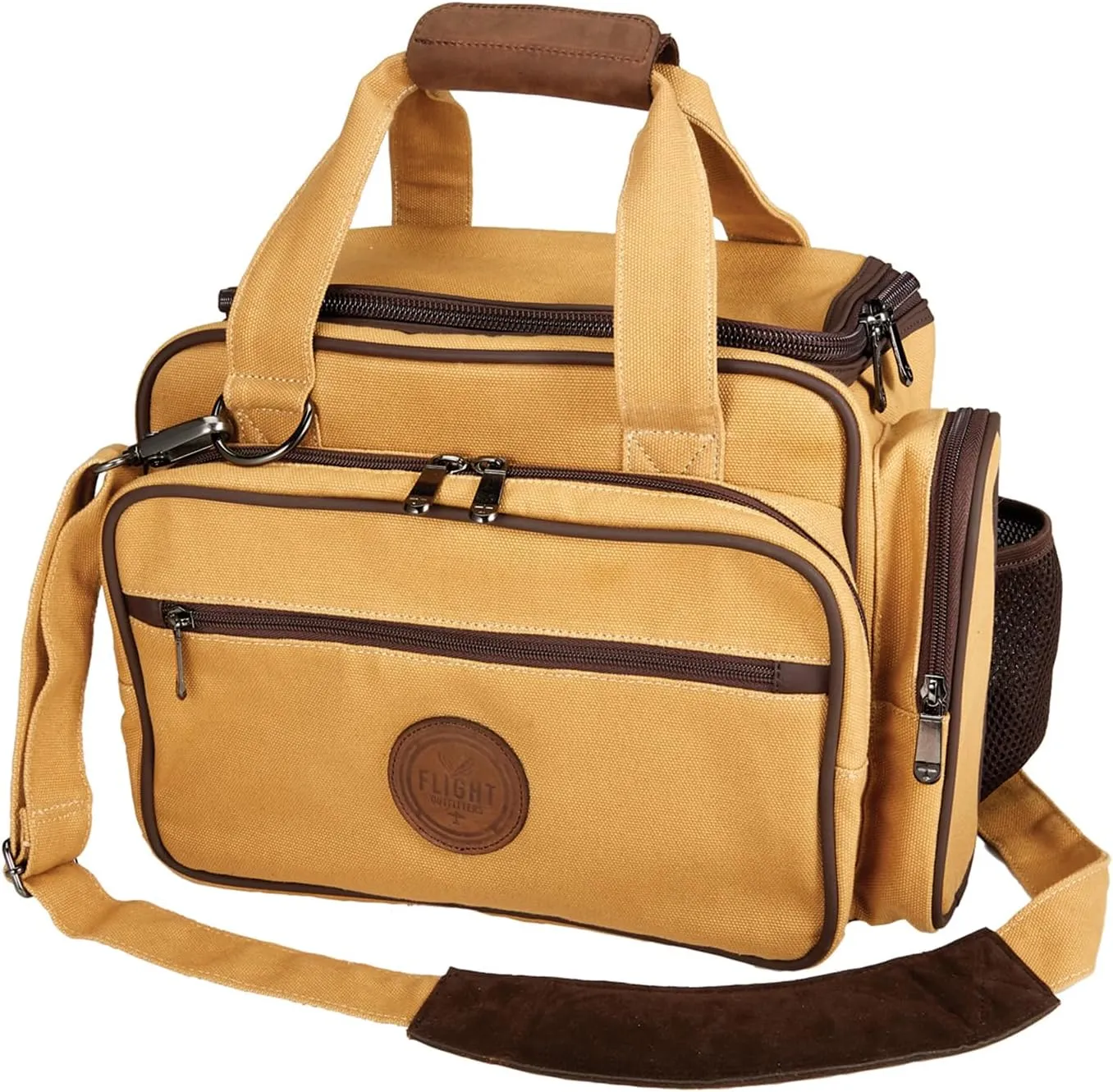 Flight Outfitters Unisex Bush Pilot Sturdy Canvas & Leather Plane Travel Duffle Flight Bag w/Padded Shoulder Strap & Pockets