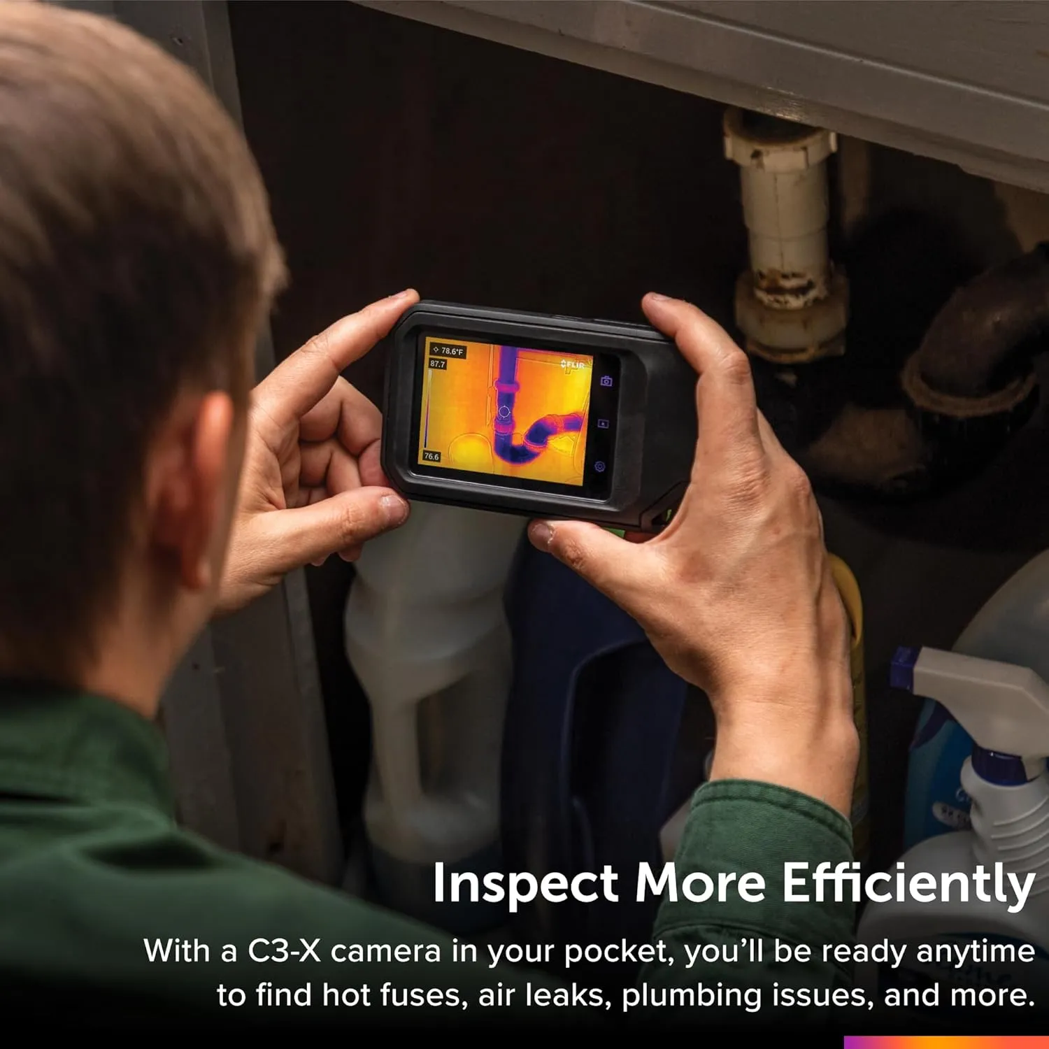 FLIR C3-X Compact Thermal Imaging Camera with WiFi: High Resolution Infrared Imager for Inspection, Electrical/Mechanical, Building, and HVAC Applications