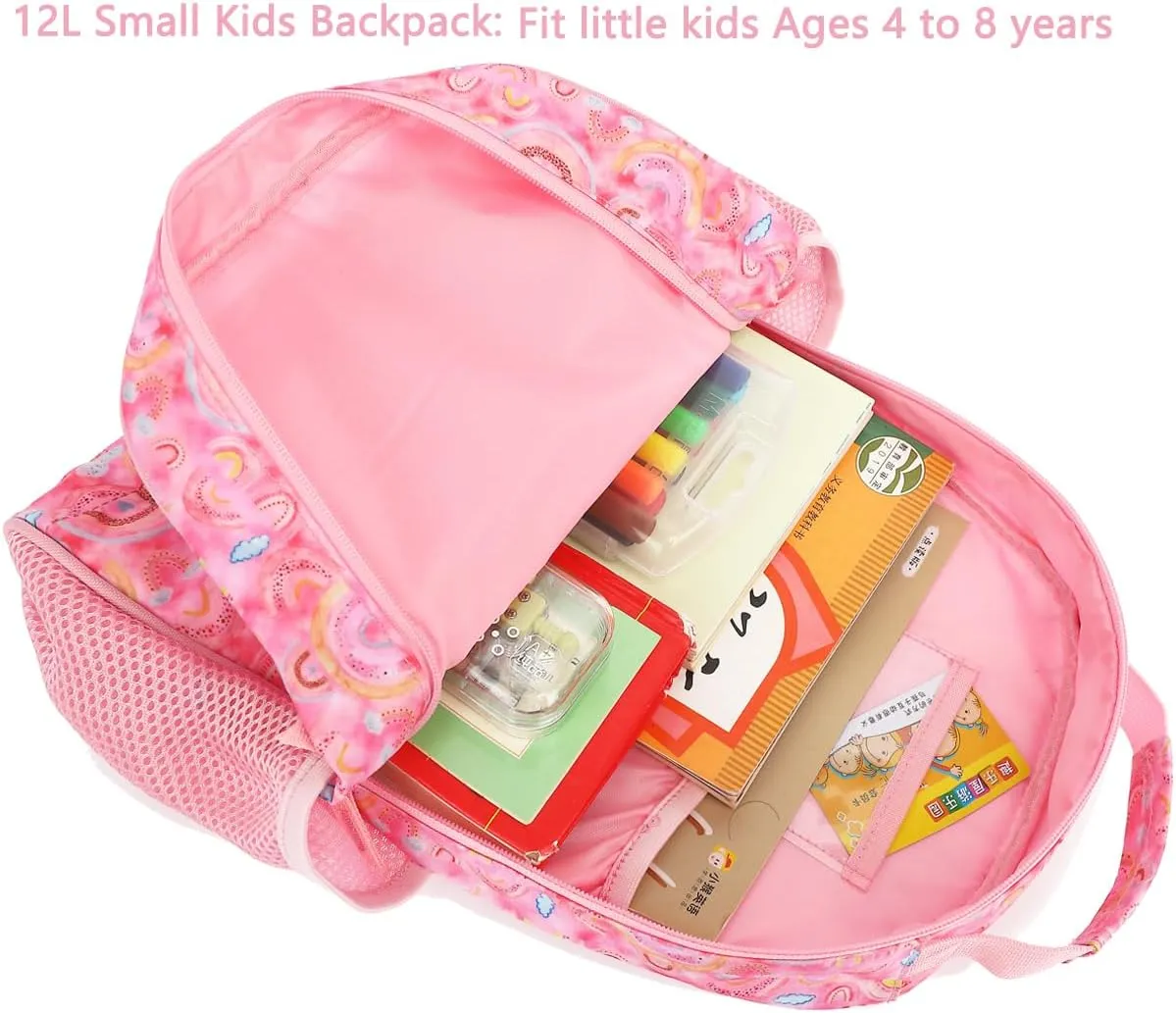 FlowFly Kids Backpack for Toddler Boys Girls, Simple Lightweight Bookbag for Daycare Kindergarten Elementary School Travel, Small Modern Bag (Medium 15''),Rainbow